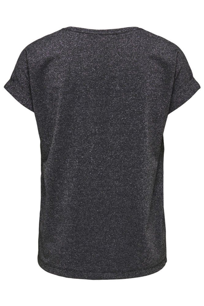 ONLMOSTER GLITTER S/S TOP NOOS JRS 15356991 BLACK/SILVER LUR